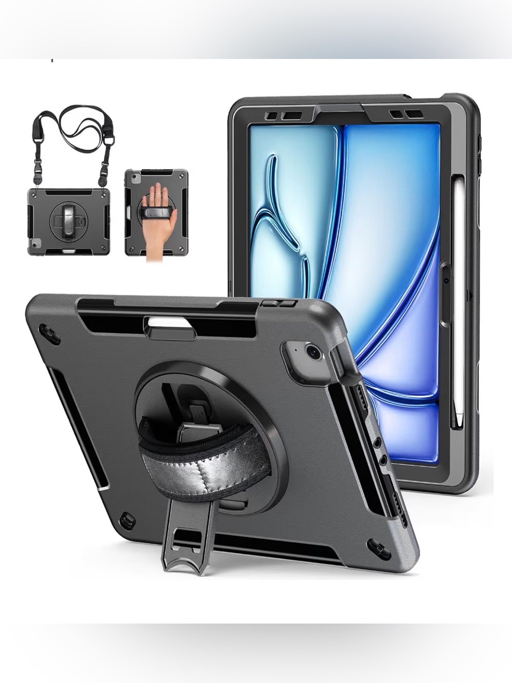 Miesherk Case for iPad Air 11 Inch 7th/6th Gen,Shockproof,Black